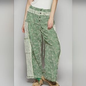 POL Pants With Embroidery And Crochet Details. Size Small.